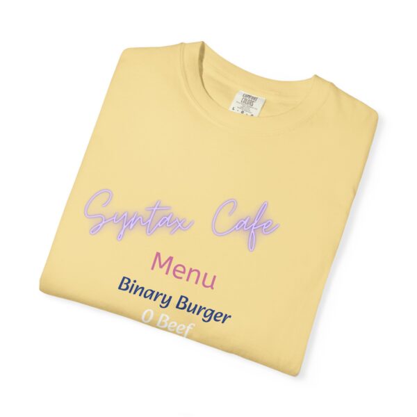 Unisex Cafe Menu T-Shirt for Foodies & Programmers - Trendy Garment-Dyed Tee