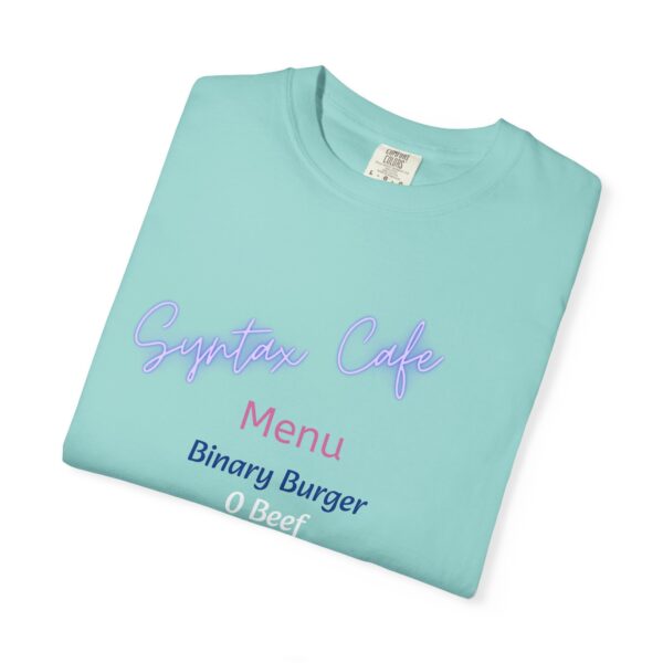 Unisex Cafe Menu T-Shirt for Foodies & Programmers - Trendy Garment-Dyed Tee