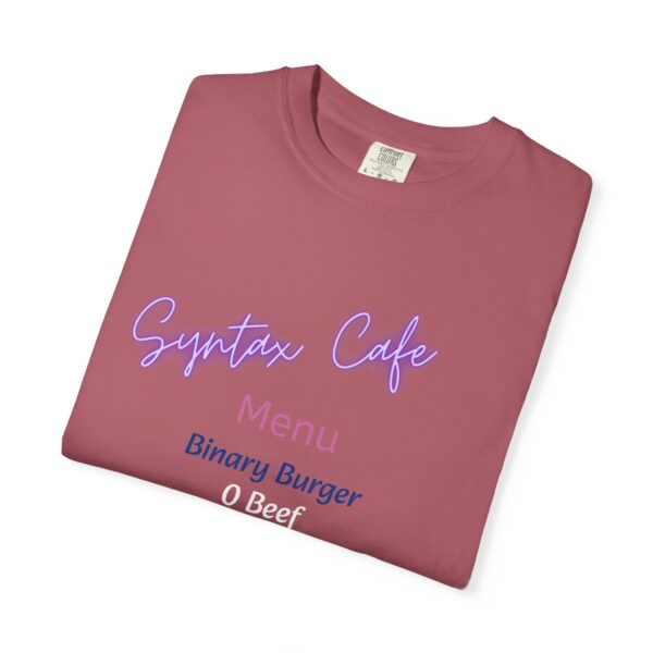 Unisex Cafe Menu T-Shirt for Foodies & Programmers - Trendy Garment-Dyed Tee