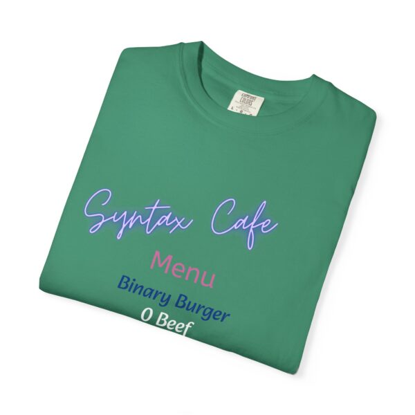 Unisex Cafe Menu T-Shirt for Foodies & Programmers - Trendy Garment-Dyed Tee
