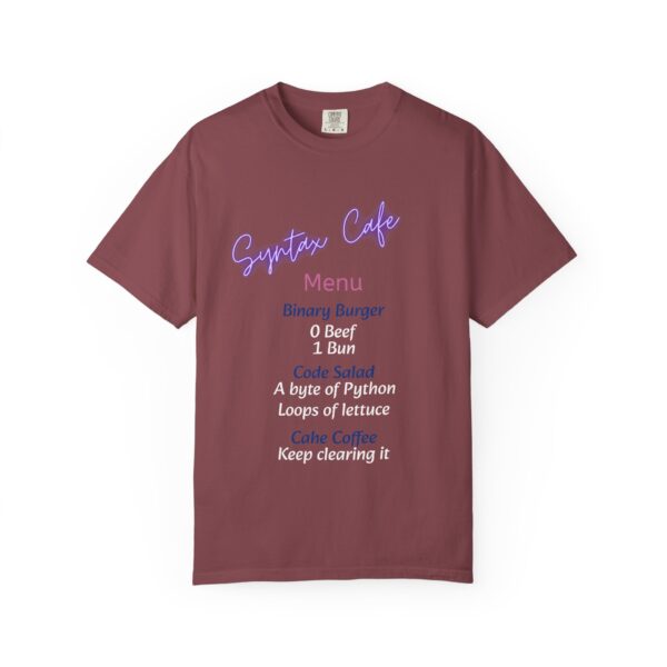 Unisex Cafe Menu T-Shirt for Foodies & Programmers - Trendy Garment-Dyed Tee