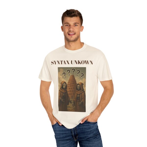 Mystical Unisex Garment-Dyed T-shirt - 'Syntax Unknown' Design for Creative Souls
