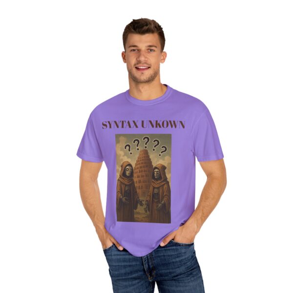 Mystical Unisex Garment-Dyed T-shirt - 'Syntax Unknown' Design for Creative Souls