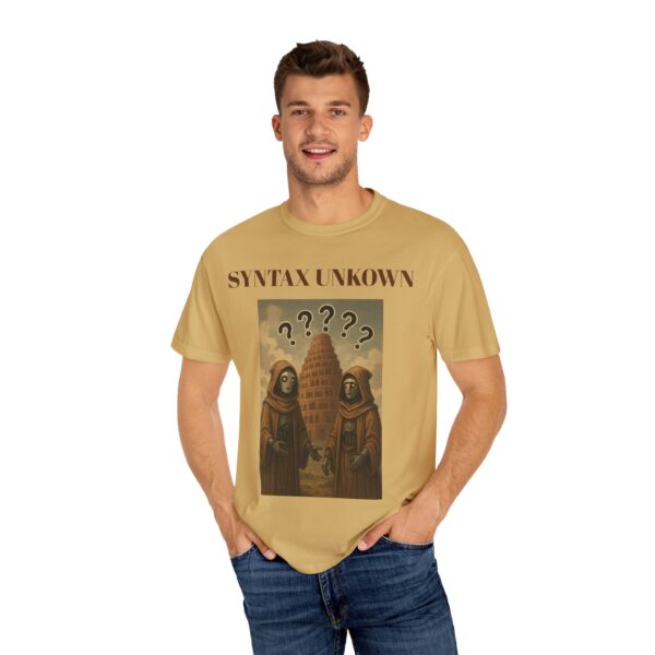 Mystical Unisex Garment-Dyed T-shirt - 'Syntax Unknown' Design for Creative Souls