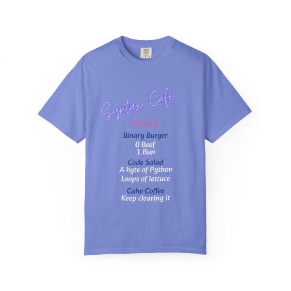 Unisex Cafe Menu T-Shirt for Foodies & Programmers - Trendy Garment-Dyed Tee
