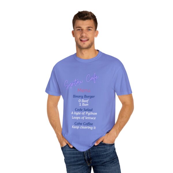 Unisex Cafe Menu T-Shirt for Foodies & Programmers - Trendy Garment-Dyed Tee