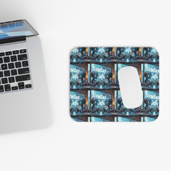 Whimsical Robot Cafe Mouse Pad | Fun Desk Accessory for Gamers & Tech Lovers