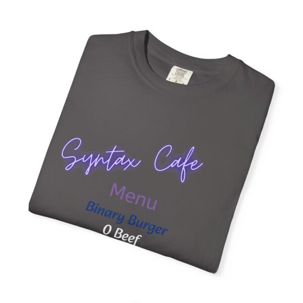 Unisex Cafe Menu T-Shirt for Foodies & Programmers - Trendy Garment-Dyed Tee