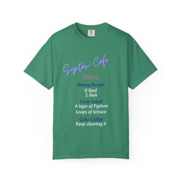 Unisex Cafe Menu T-Shirt for Foodies & Programmers - Trendy Garment-Dyed Tee