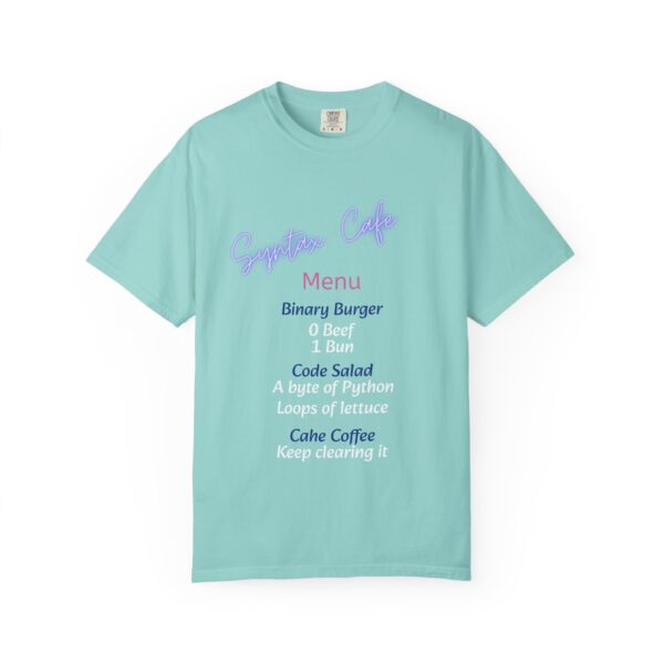 Unisex Cafe Menu T-Shirt for Foodies & Programmers - Trendy Garment-Dyed Tee