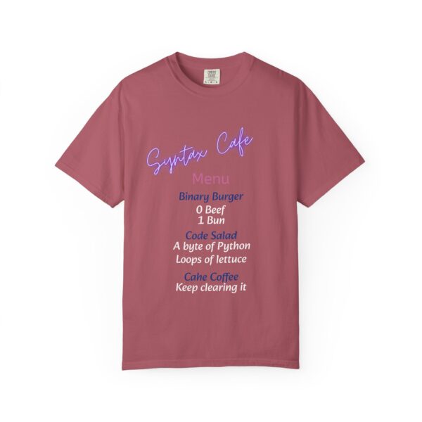 Unisex Cafe Menu T-Shirt for Foodies & Programmers - Trendy Garment-Dyed Tee