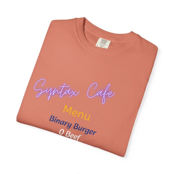 Unisex Cafe Menu T-Shirt for Foodies & Programmers - Trendy Garment-Dyed Tee