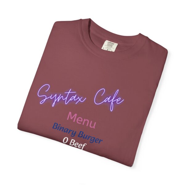 Unisex Cafe Menu T-Shirt for Foodies & Programmers - Trendy Garment-Dyed Tee