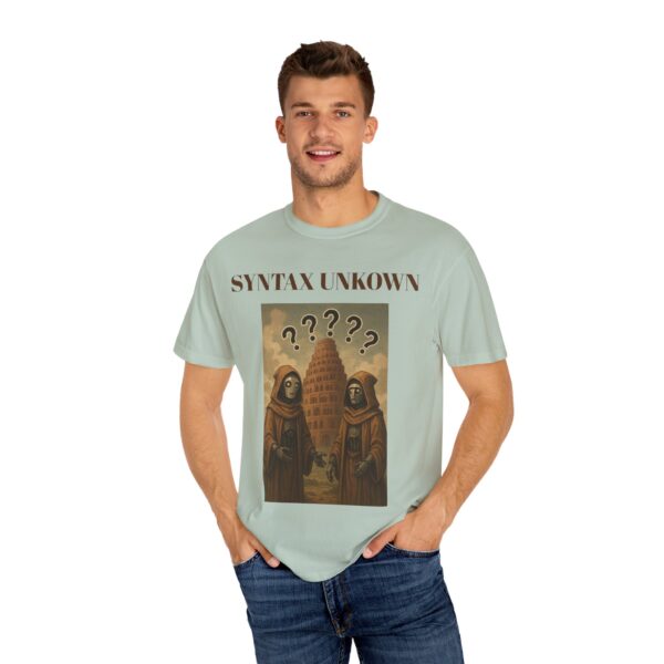 Mystical Unisex Garment-Dyed T-shirt - 'Syntax Unknown' Design for Creative Souls