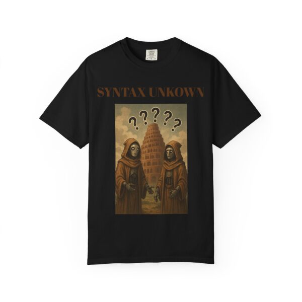 Mystical Unisex Garment-Dyed T-shirt - 'Syntax Unknown' Design for Creative Souls