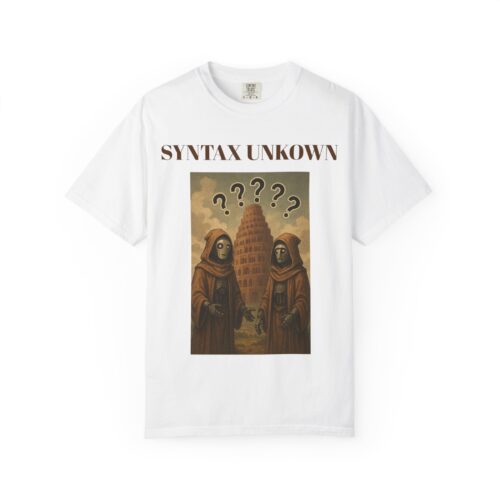 Mystical Unisex Garment-Dyed T-shirt - 'Syntax Unknown' Design for Creative Souls