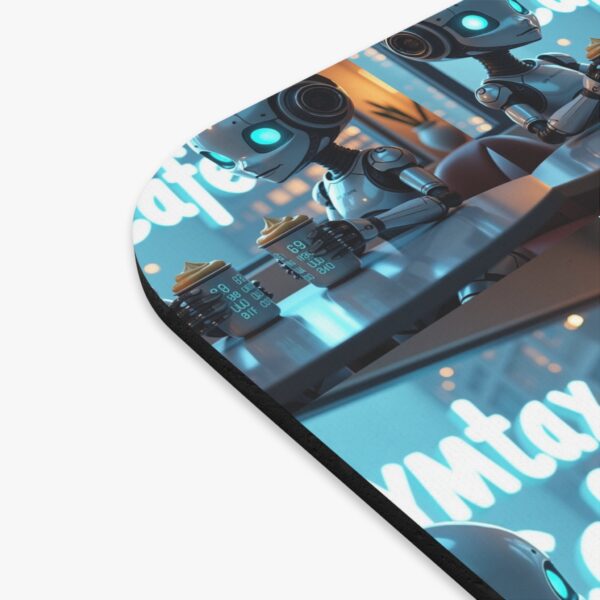 Whimsical Robot Cafe Mouse Pad | Fun Desk Accessory for Gamers & Tech Lovers
