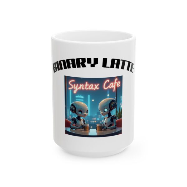 Binary Latte Ceramic Mug - Fun Robot Design for Coffee Lovers